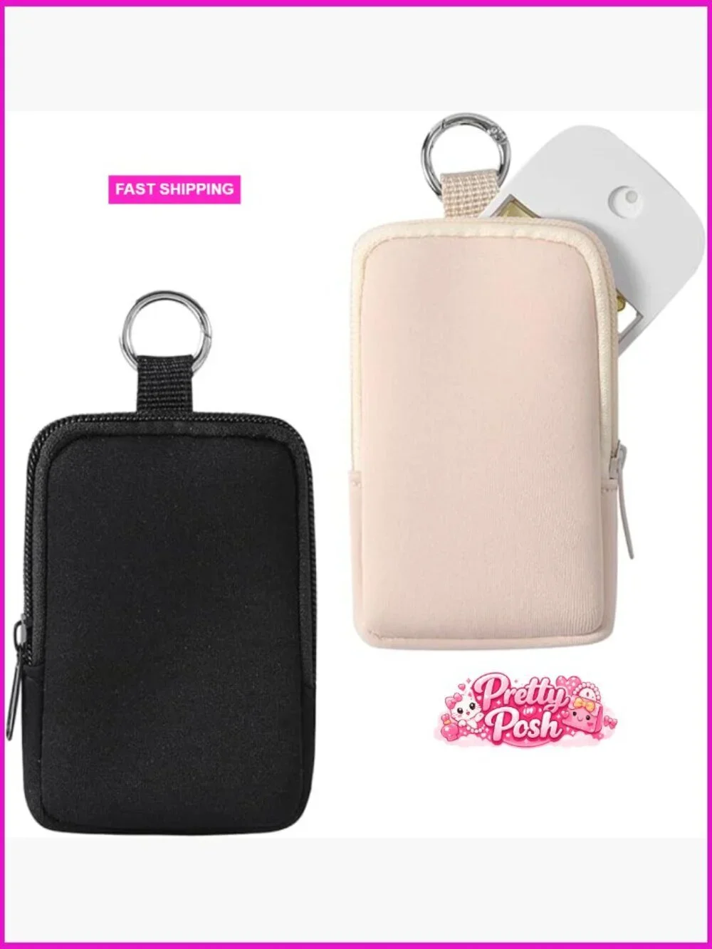 Small Neoprene Pouch with Zipper, Mini Portable Makeup Bag, Travel Organizer